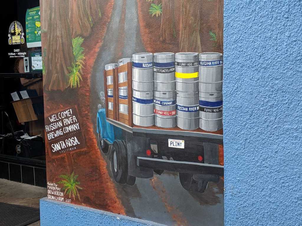 A mural on the side of the Russian River brewpub in Santa Rosa, CA.