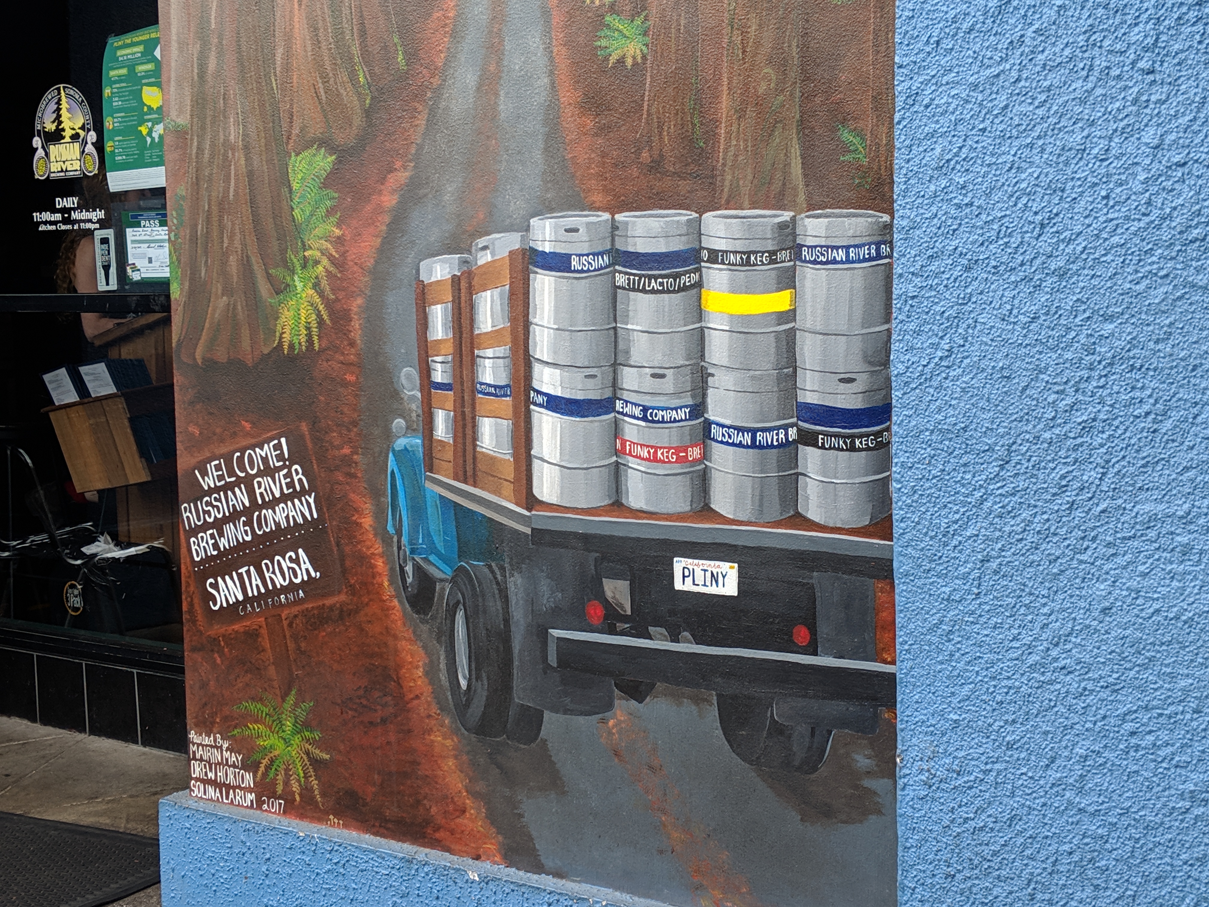 A mural on the side of the Russian River brewpub in Santa Rosa, CA.