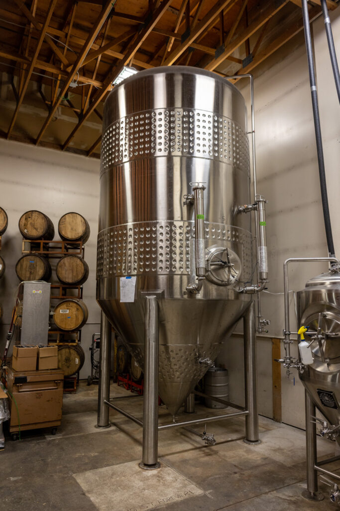 The primary fermenter on the "Tart side" of the Turnagain Brewing brew space.