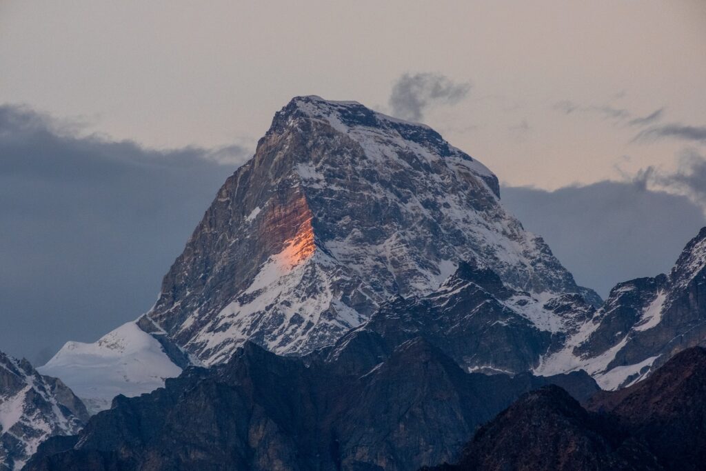 Nilgiri Parvat - blue mountain at sunset.